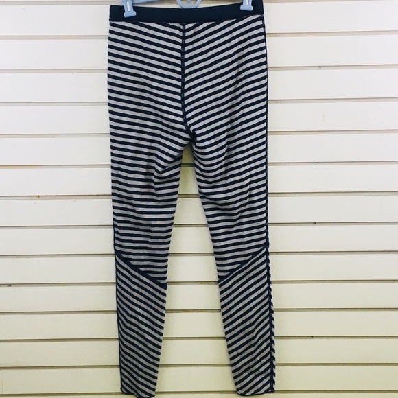 Womens S Lynn Ritchie Leggings Reversible Navy Blue Gray Striped 29"‎ Inseam New - Picture 7 of 8